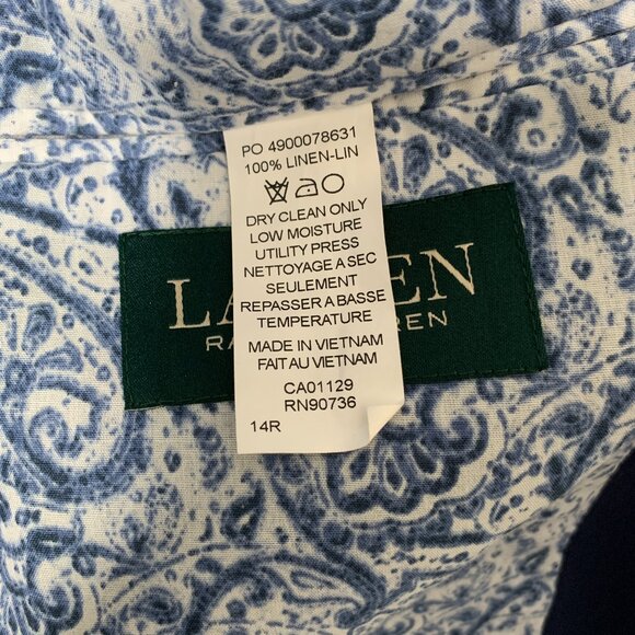 LAUREN by Ralph Lauren | 100% Linen Women’s Blazer Navy Blue - Picture 12 of 16